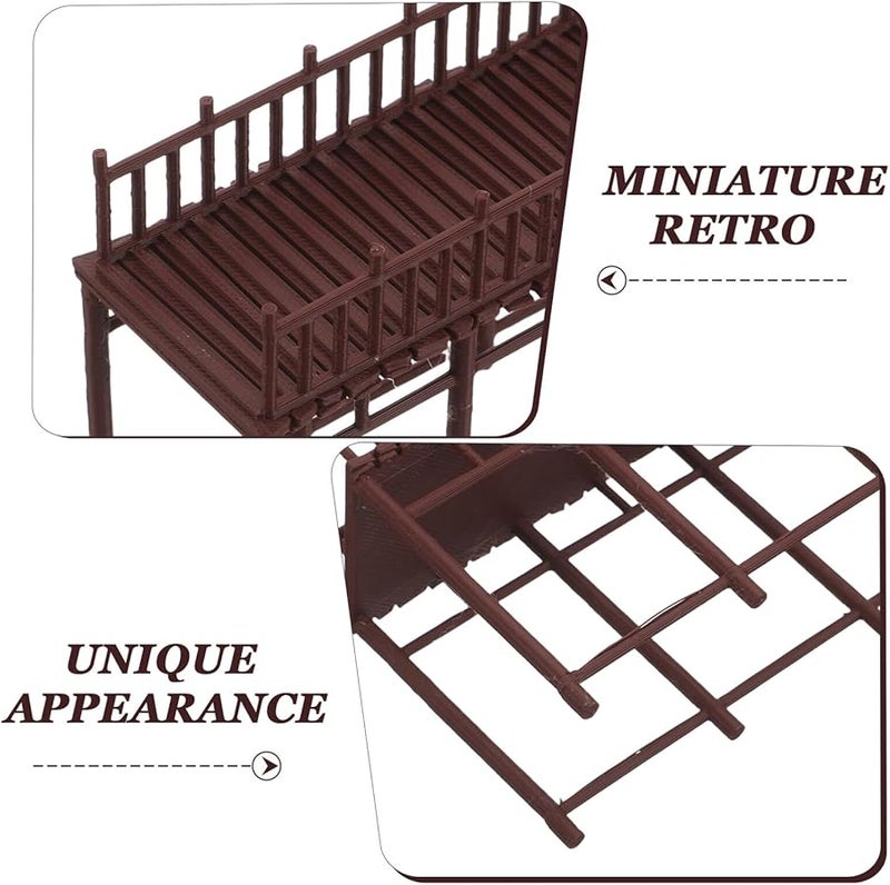 نموذج جسر صيني مصغر من البلاستيك للتركيب يدويًا، زينة حديقة آسيوية - Image 3